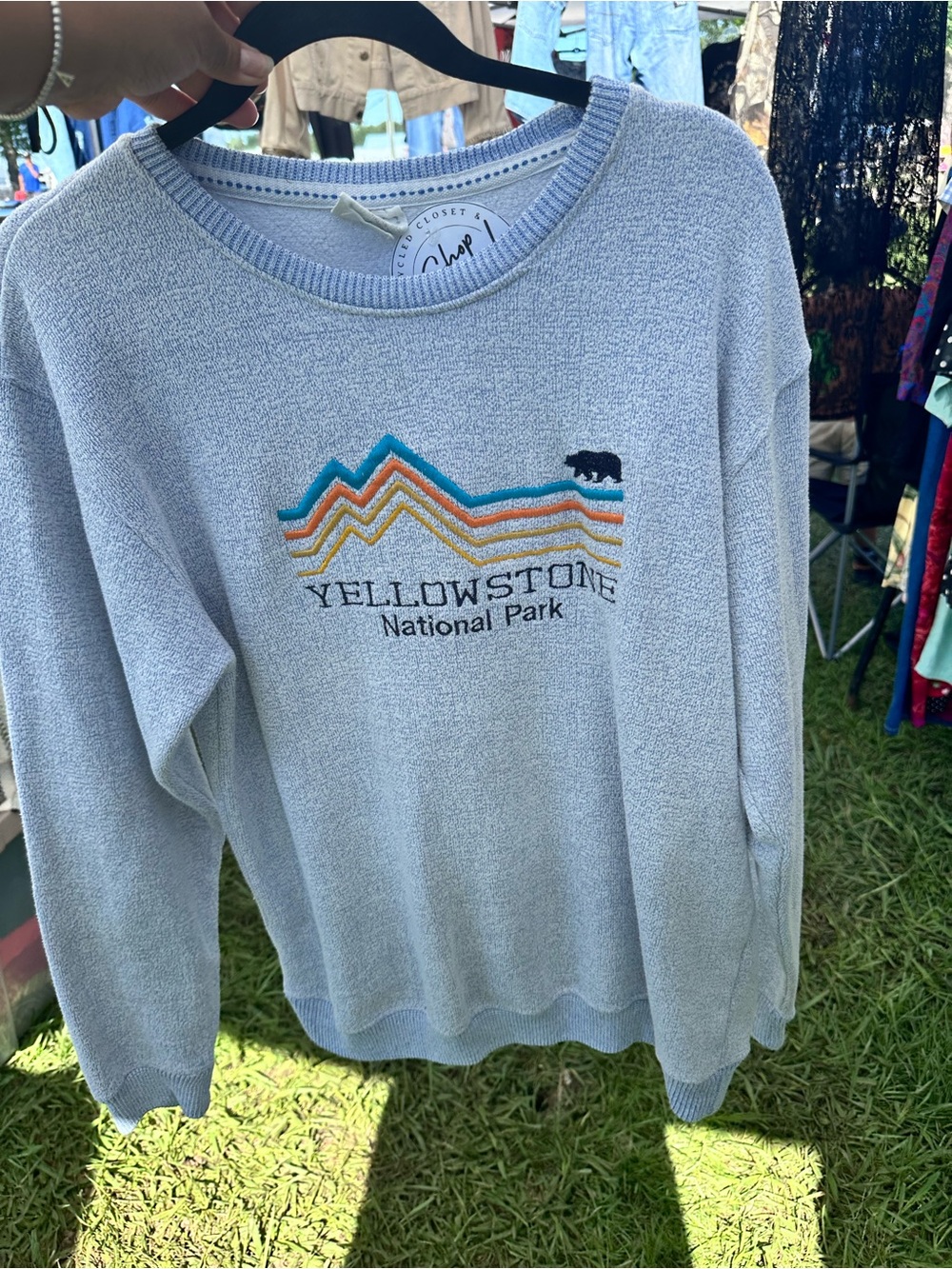 Light Blue Yellowstone National Park Crewneck Sweater